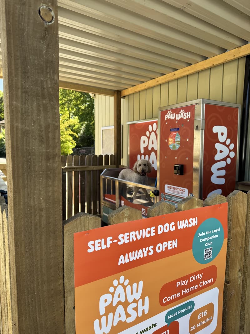 The self-service wash bay under its timber-and-steel shelter at the Canal Centre